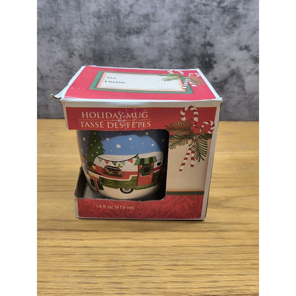 Christmas Camper Coffee Mug W/ Santa Snowman RV Gift Box